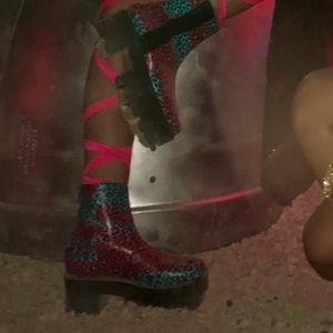 RAVE FESTIVAL Leopard platform boots
